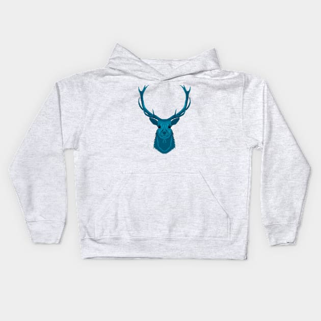 Blue deer parable of the forest god Kids Hoodie by FaizDorpy